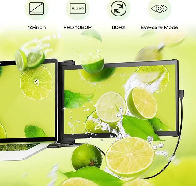 Alt view image 5 of 5 - Mobile Pixels New Duex Max DS 14.1'' FHD 1080p Laptop Screen Extender, USB Type-C/HDMI Ports, Portable Monitor for 14'' to 17 Inch Laptops, Compatible with macOS/Windows/Apple/Android/Switch(Black)