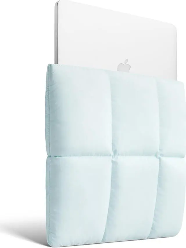 Alt view image 3 of 5 - Comfyable Puffy Laptop Sleeve 13 Inch 14 Inch, Quilted Puffer Laptop Carrying Case, Pillow Case Compatible with MacBook Air M4 2025 M3 M2 M1, MacBook Pro M4 Pro/Max, Ice Blue