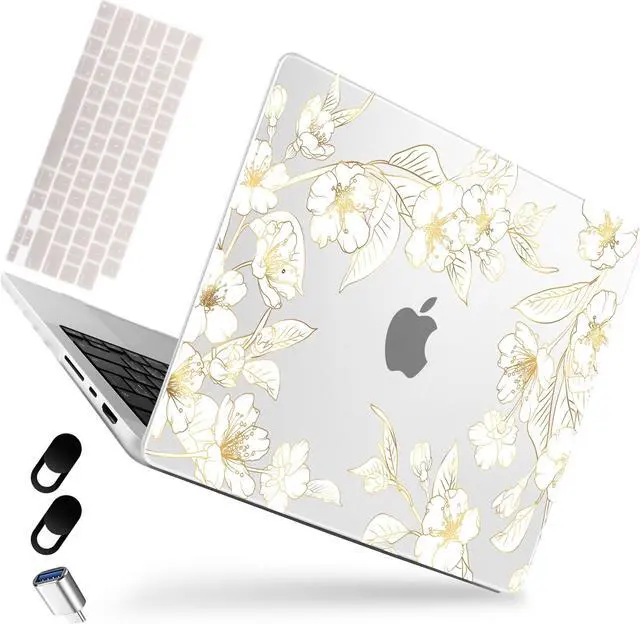 Main image of MEEgoodo for M4 MacBook Pro 16 inch Case 2024 2023 2021, Flexible & Matte Case Fit Model A3403/A3186/A2991/A2780/A2485 M3 M2 M1 Pro/Max, Golden Gradient Cherry