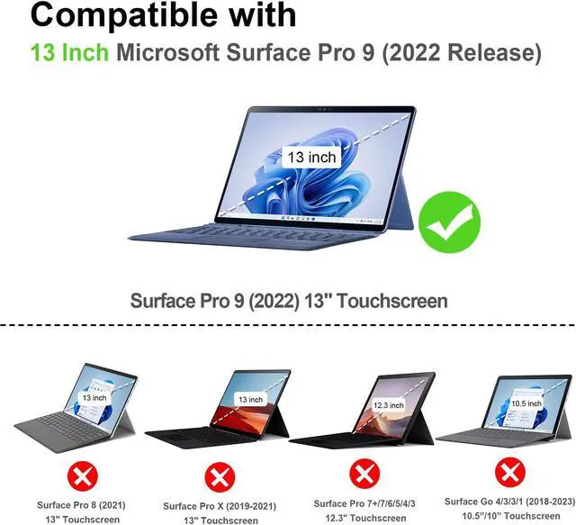 Alt view image 2 of 5 - Fintie Hard Case for 13 Inch Microsoft Surface Pro 11/ Pro 10 / Pro 9 - Shockproof Rugged Cover with Clear Transparent Back Shell + Multiple Angle Viewing Portfolio Business Cover w/Pocket