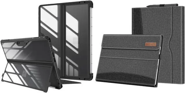 Main image of Fintie Hard Case for 13 Inch Microsoft Surface Pro 11/ Pro 10 / Pro 9 - Shockproof Rugged Cover with Clear Transparent Back Shell + Multiple Angle Viewing Portfolio Business Cover w/Pocket
