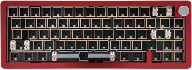 Main image of BOYI GMK67-65% Aluminum Alloy Keyboard Kit,Hot-Swappable BT5.0/2.4G/Type-C Tri-Mode Wireless CNC RGB Mechanical Keyboard Gasket Mounted Kit,Customized South-Facing LED Barebones Kit(Red+Knob)