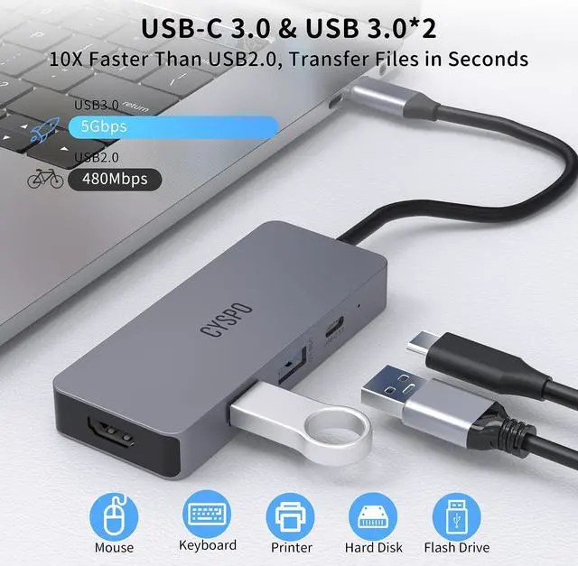 Alt view image 5 of 5 - 7-in-1 USB-C Travel Hub Docking Station: 4K HDMI, Dual USB 3.0, 100W PD, SD/TF Card Reader  Compatible with MacBook, Dell, HP & More