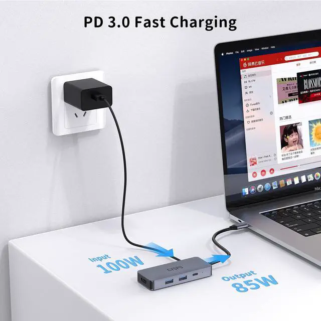 Alt view image 4 of 5 - 7-in-1 USB-C Travel Hub Docking Station: 4K HDMI, Dual USB 3.0, 100W PD, SD/TF Card Reader  Compatible with MacBook, Dell, HP & More