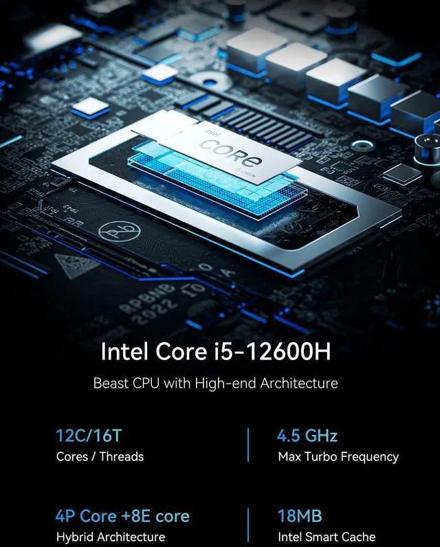 Alt view image 3 of 5 - MINISFORUM NAB6 Lite Mini PC Core i5-12600H(12C/16T, up to 4.5 GHz) Mini Computer 32GB RAM + 512GB SSD, 2xHDMI + 2xUSB-C 4K@60Hz Outputs, 2x2.5G LAN, 4xUSB3.2, Intel Iris Xe Graphics Desktop Computer