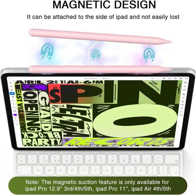 Alt view image 3 of 5 - Pen for iPad 2018-2025, HATOKU 15 Mins Fast Charging Pencil 1st Gen with Tilt & Palm Rejection Compatible with iPad Air 3/4/5/M2/M3, iPad mini 5/6, iPad 6/7/8/9/10/11, iPad Pro 11"/12.9"/M4 (Pink)