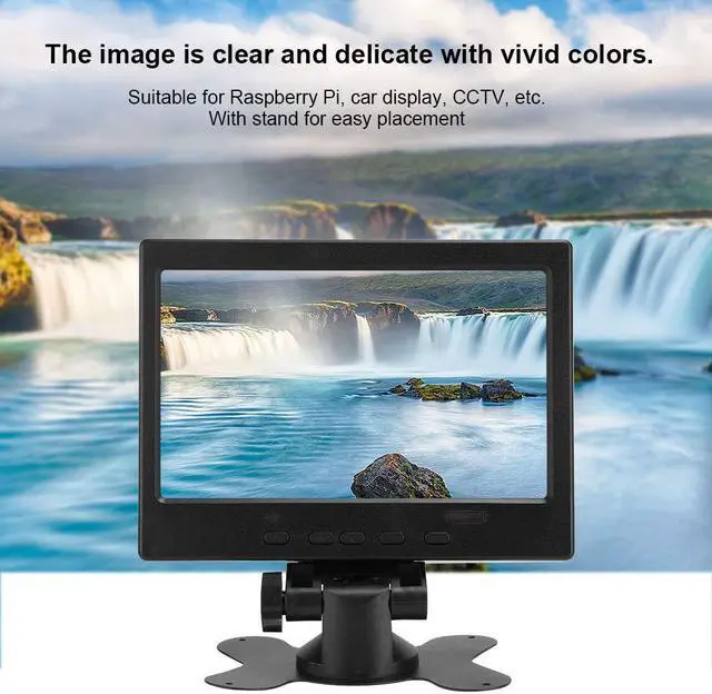 Alt view image 3 of 5 - 7 inch LCD Monitor, 16:9 800:1 1024x600 250cd/m² LED Backlight Widescreen 1080P HD Monitor Mini Screen w/Speaker,Support HDMI/VGA/AV,for/Car Display/CCTV(US)