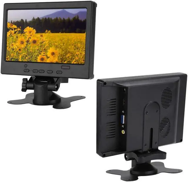Alt view image 5 of 5 - 7 inch LCD Monitor, 16:9 800:1 1024x600 250cd/m² LED Backlight Widescreen 1080P HD Monitor Mini Screen w/Speaker,Support HDMI/VGA/AV,for/Car Display/CCTV(US)