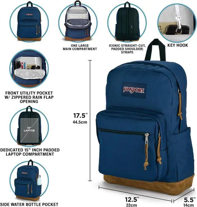 Alt view image 3 of 5 - JanSport Right Pack Premium Backpack - Daypack with 15" Laptop Sleeve, Main Compartment & Water Bottle Pocket, Floral Tone