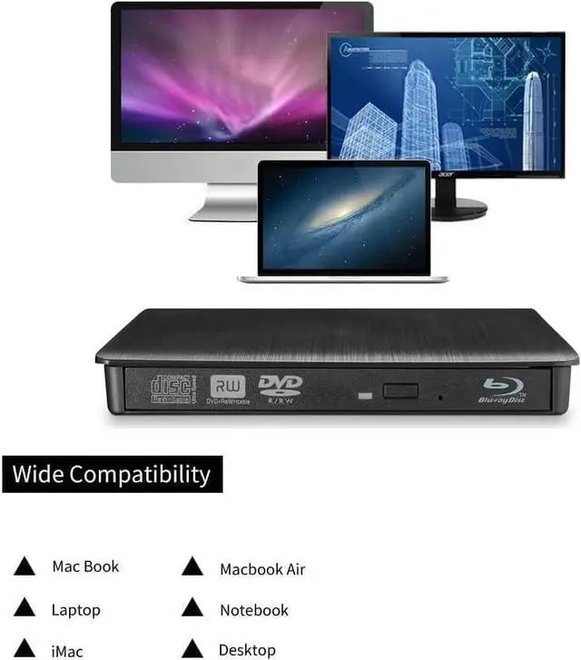 Alt view image 4 of 5 - JOYIN-BURN External 6X Blu-ray Player DVD CD Writer USB 3.0 USB C 3D Blu-ray Player Drive CD DVD Burner for iMac MacBook Laptop PC Windows 11/10/8/7, Linux, Mac OS