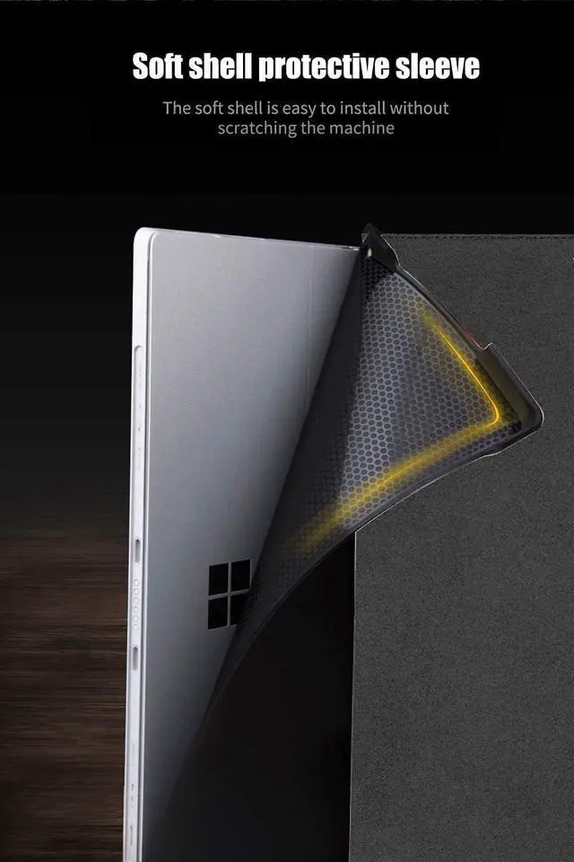 Alt view image 4 of 5 - NANRUIL for Microsoft Surface Pro 8 13 inch Case 2021 Genuine Leather Cover Protective Shell Compatible with Type Cover Keyboard and Pencil Holder.Black