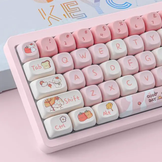 Alt view image 5 of 5 - JOMKIZ MOA Profile PBT Keycaps 60 Percent, 142 Keys Custom Dye Sublimation ANSI Layout Keycaps Set for Cherry MX Magnetic Switch Mechanical Keyboard