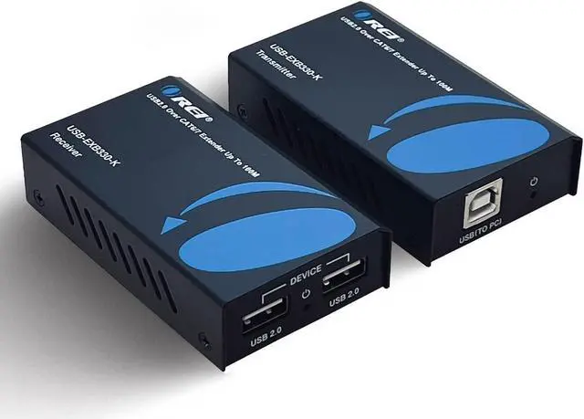 Main image of OREI USB 2.0 Over Ethernet Cat5e/6 Extender LAN Upto 330 Feet - Extends 2 Ports USB-A Signal Over LAN Ethernet - Power Over Cable for Long Distance Extension Supports All Operating System