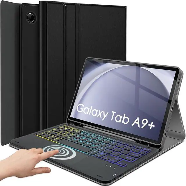 Main image of DKAHOEE Backlit Touchpad Keyboard Case for Samsung Galaxy Tab A9 Plus 11 Inch 2023 Release (SM-X210/X216/X218), 3-Zone Backlit Wireless Keyboard with Slim Stand Cover Case for 11 Galaxy Tab A9+ 2023