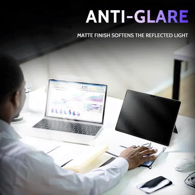 Alt view image 5 of 5 - Peslv Privacy Screen for 13 Inch Surface Pro 11/10/9/8/X, MagicSuction Removable Anti Spy Black Protector, Glare Blue Light Filter for Microsoft Laptop Computer Monitor