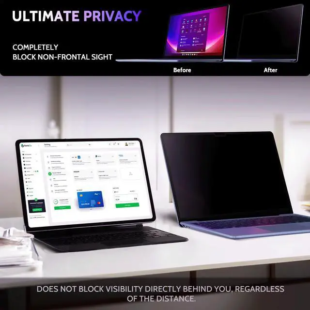 Alt view image 4 of 5 - Peslv Privacy Screen for 12.4 Inch Surface Laptop Go 3/2/1, MagicSuction Removable Anti Spy Black Protector, Glare Blue Light Filter for Microsoft Laptop Computer Monitor