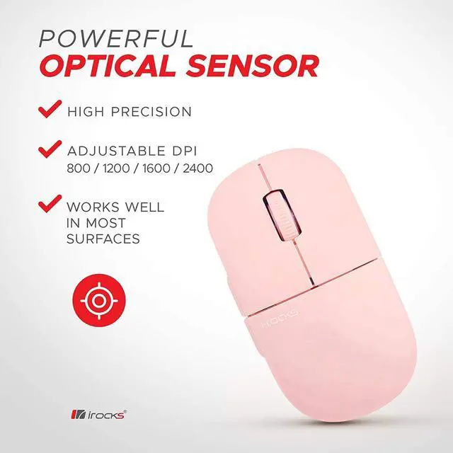 Alt view image 5 of 5 - purpleclay i-Rocks M23R 2.4G Wireless Silent Slim Mouse, Optical Mice with USB Nano Receiver, Adjustable DPI Levels for PC, Notebook, Computer, Laptop, Desktop, Ergonomic Design - Pink