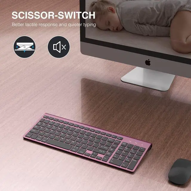 Alt view image 3 of 5 - JOYACCESS Bluetooth Keyboard,Multi-Device (2.4G+BT3.0+BT5.0) Wireless Bluetooth Keyboard Compatible with iMac/Mac,MacBook,Laptop,Android,Windows-Wine Red