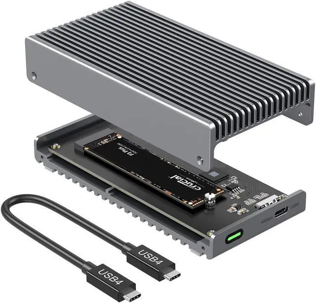 Main image of Qwiizlab Fanless 40Gbps USB4 Thunderbolt External SSD Enclosure with Aluminum Heat Sink Chasiss, Supports M.2 NVMe PCIe SSD up to 8TB (SSD Not Included)