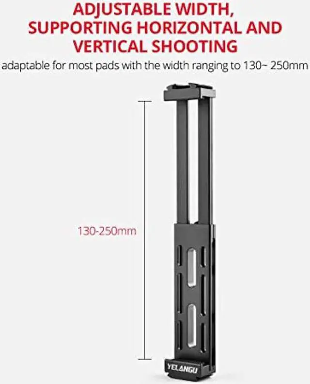 Alt view image 4 of 5 - Aluminium Alloy iPad Holder Clamp with Desktop Tripod Stand 1/4" Screw Mount Fits for iPad Air Pro Mini 6 4 3 2 1 10.9" 11" 2021 2020 Universal Tablet Pad Stablizer Clip Adapter
