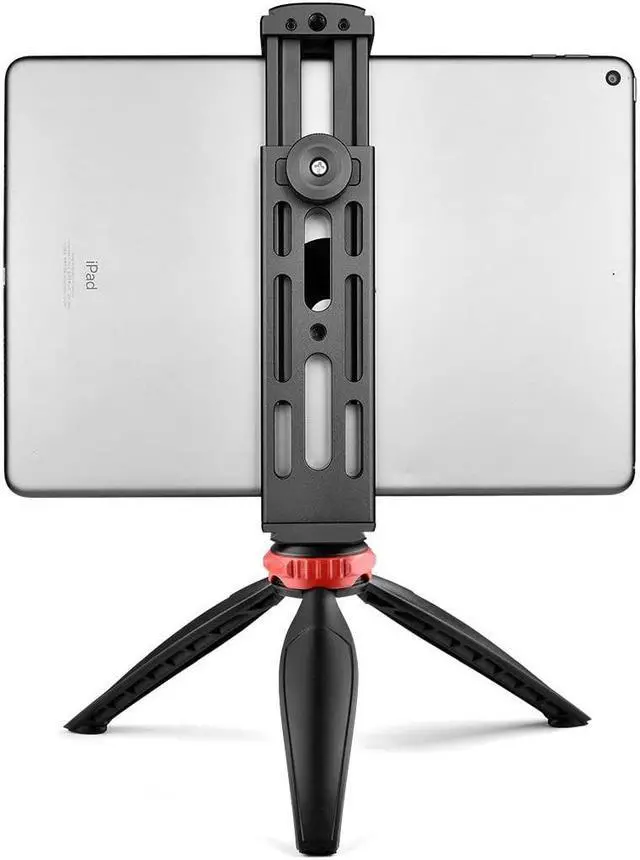 Main image of Aluminium Alloy iPad Holder Clamp with Desktop Tripod Stand 1/4" Screw Mount Fits for iPad Air Pro Mini 6 4 3 2 1 10.9" 11" 2021 2020 Universal Tablet Pad Stablizer Clip Adapter