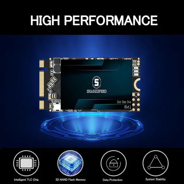 Alt view image 2 of 5 - S SHARKSPEED SSD 512GB M.2 2242 NGFF 42mm SATA 3 Internal Solid State Drive for Desktop Laptop (M.2 2242, 512GB)
