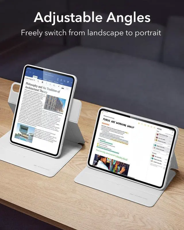 Alt view image 5 of 5 - ESR for iPad Air 13 Inch Case (2025/2024) M3/M2 with Pencil Holder, Removable Magnetic Cover, Vertical Stand, Fully Supports Pencil Pro and Pencil(USB-C), Rebound 360 Series, White