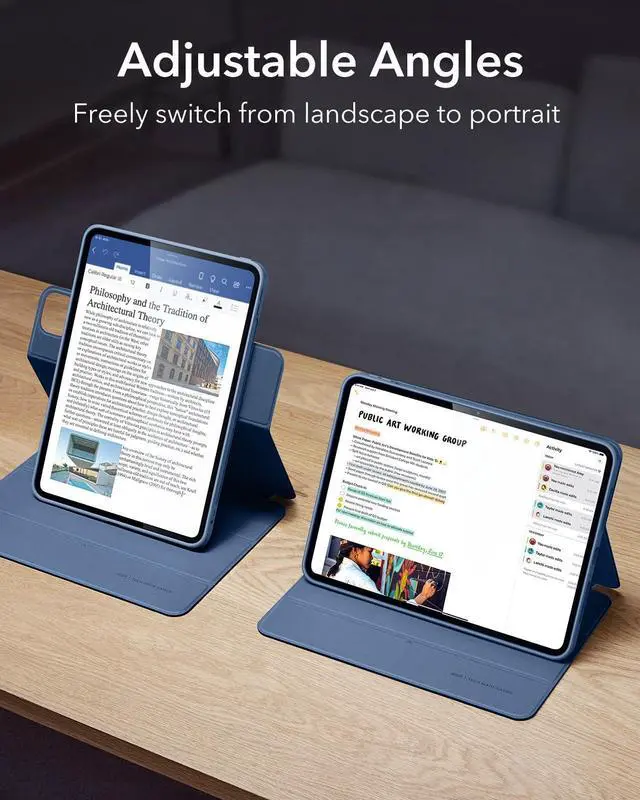 Alt view image 5 of 5 - ESR for iPad Pro 11 Inch Case 2024 5th Gen (M4), iPad Pro 11 Case with Pencil Holder, Removable Magnetic Cover, Vertical Stand, Supports Pencil Pro and Pencil(USB-C), Rebound 360 Series, Navy Blue