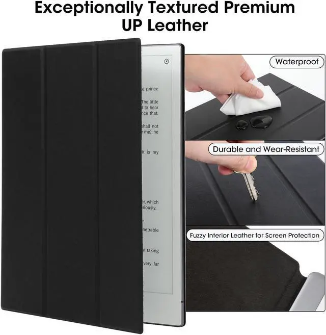 Alt view image 5 of 5 - Ex-Writing Case for Remarkable 2 Tablet 10.3", Exceptionally Textured Premium UP Leather with Built-in Magnet, Book Folio Design, Lightweight and Minimalistic.(Black)