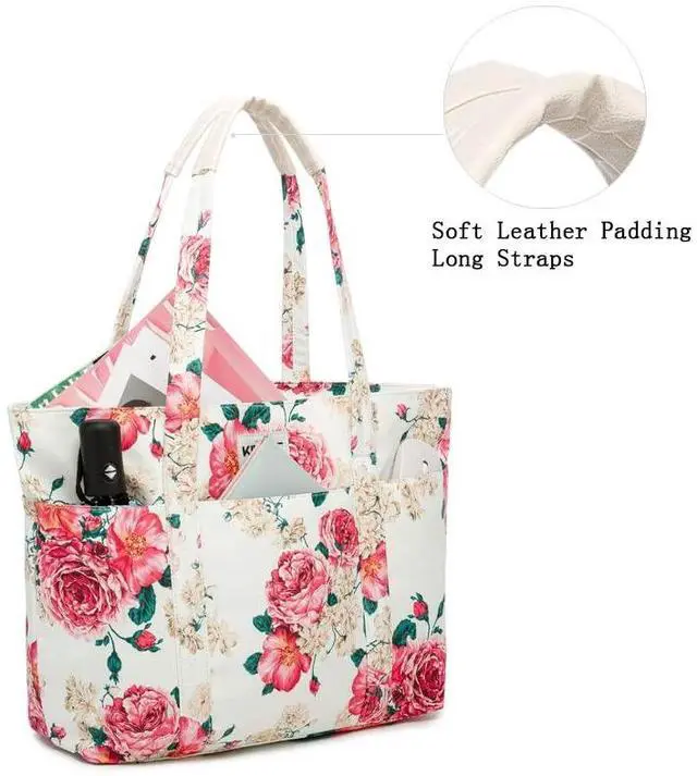 Alt view image 2 of 5 - Kinmac Women's Laptop Tote Bag Top Handle Handbag Work Bag for Laptop Computer Up to 15 inch (Peony)