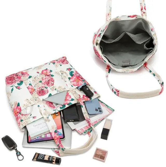 Alt view image 3 of 5 - Kinmac Women's Laptop Tote Bag Top Handle Handbag Work Bag for Laptop Computer Up to 15 inch (Peony)