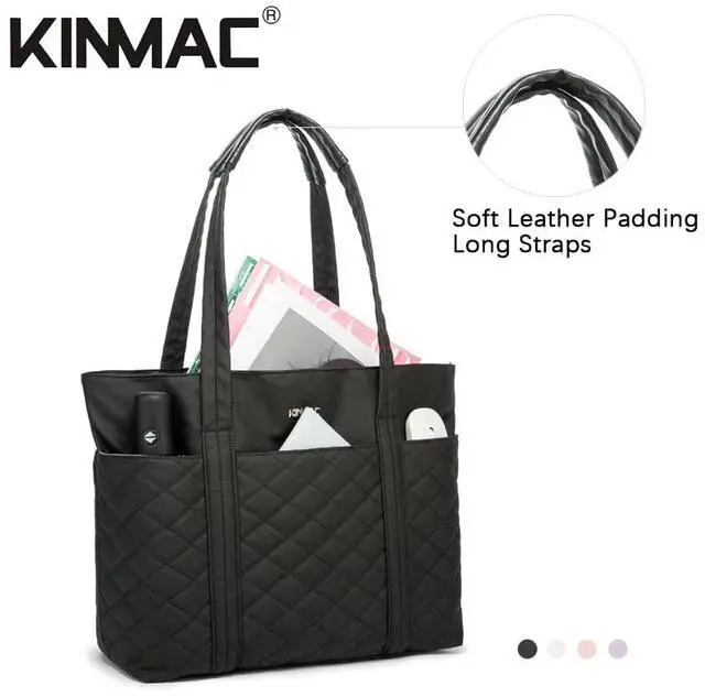 Alt view image 2 of 5 - Kinmac Women's Laptop Tote Bag Top Handle Handbag Work Bag for Laptop Computer Up to 15 inch (Black Embroidery)