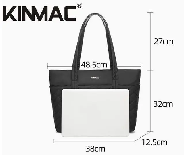 Alt view image 5 of 5 - Kinmac Women's Laptop Tote Bag Top Handle Handbag Work Bag for Laptop Computer Up to 15 inch (Black Embroidery)