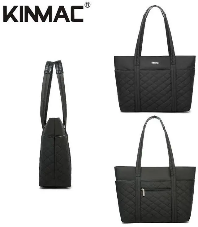 Alt view image 4 of 5 - Kinmac Women's Laptop Tote Bag Top Handle Handbag Work Bag for Laptop Computer Up to 15 inch (Black Embroidery)