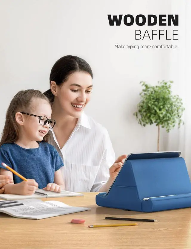 Alt view image 3 of 5 - Lamicall Tablet Pillow Holder, Pillow Soft Pad - Bed Tablet Stand for Lap with Pocket & 4 Viewing Angles, for iPad Pro 11, 10.5, 12.9 Air Mini, Kindle, 4-13" Devices, Royal Blue