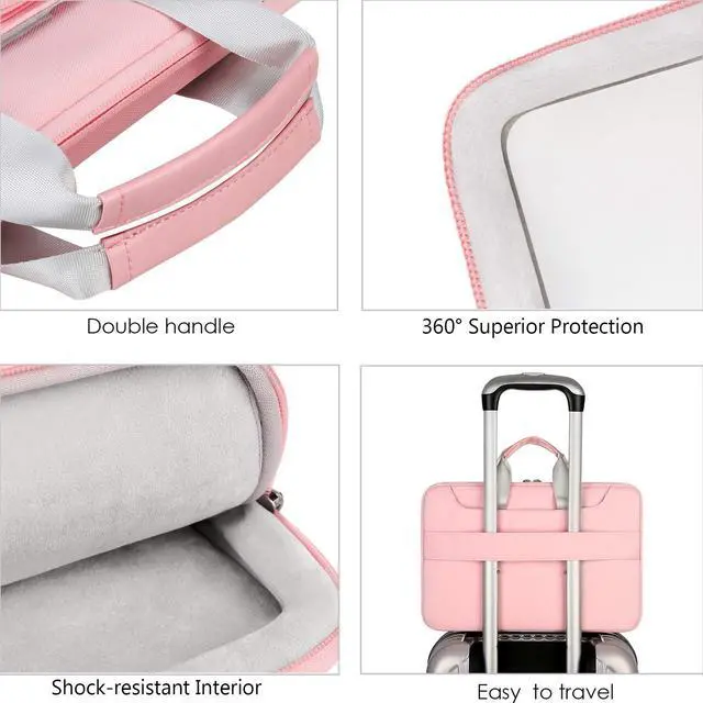Alt view image 4 of 5 - Lacdo 360° Protective Laptop Shoulder Bag, 16 inch Laptop Bag for 16 inch New MacBook Pro M4/M3/M2 /M1 Pro Max A3403 A3186 A2991 A2780 A2485 2024-2019, 15" Surface Laptop 7th Copilot+PC Computer, Pink