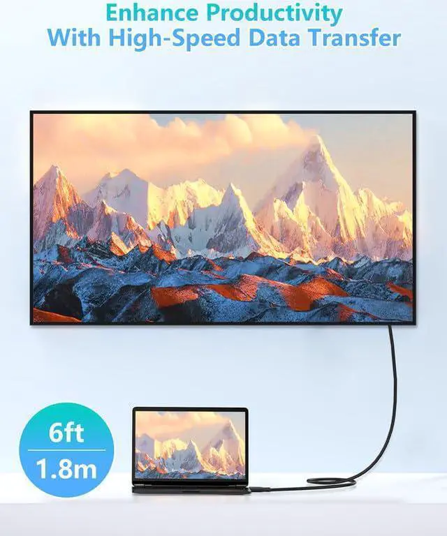 Alt view image 5 of 5 - Foboiu Thunderbolt 4 Cable 6ft (1.8 Meter) 2 Pack USB C Display Cable 40 Gbps Data Transfer 240W Charging 8K Display Compatible with MacBooks,Hub and Docking