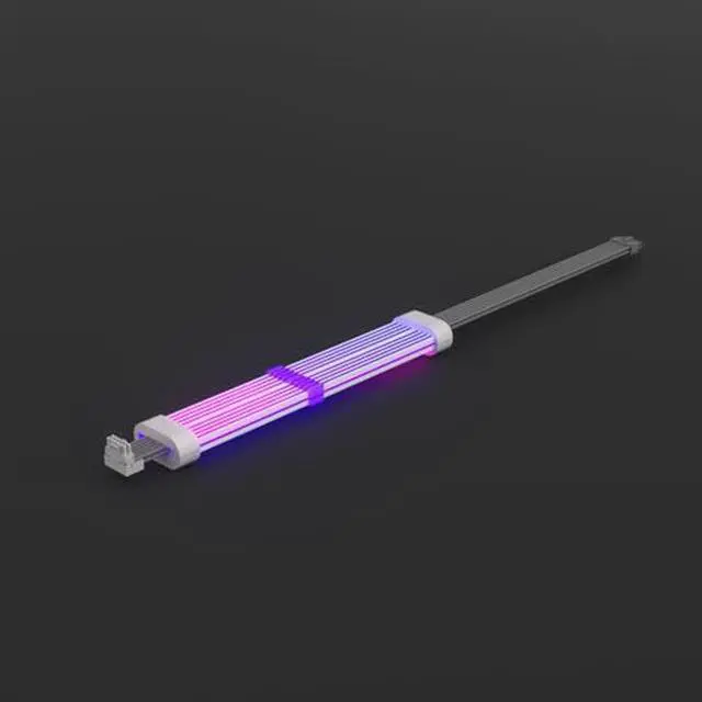 Alt view image 3 of 4 - Sirlyr RGB 12VHPWR Cable,PCIE 5.0 RGB PSU Cables,16 Pin GPU ARGB Extension - 90 Degree Adapter Male to Male for RTX 3090Ti 4080Ti 4090 600W Graphic Card to ATX 3.0 Power Supply,27In A Style White