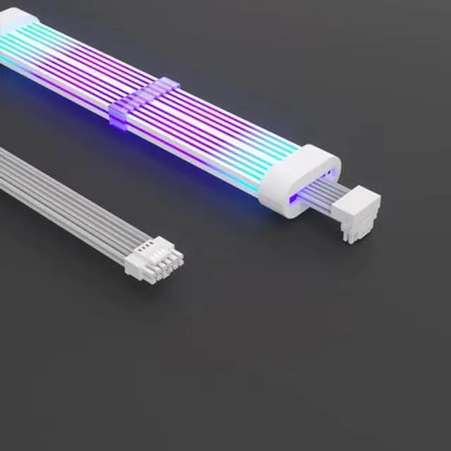 Alt view image 4 of 4 - Sirlyr RGB 12VHPWR Cable,PCIE 5.0 RGB PSU Cables,16 Pin GPU ARGB Extension - 90 Degree Adapter Male to Male for RTX 3090Ti 4080Ti 4090 600W Graphic Card to ATX 3.0 Power Supply,27In A Style White