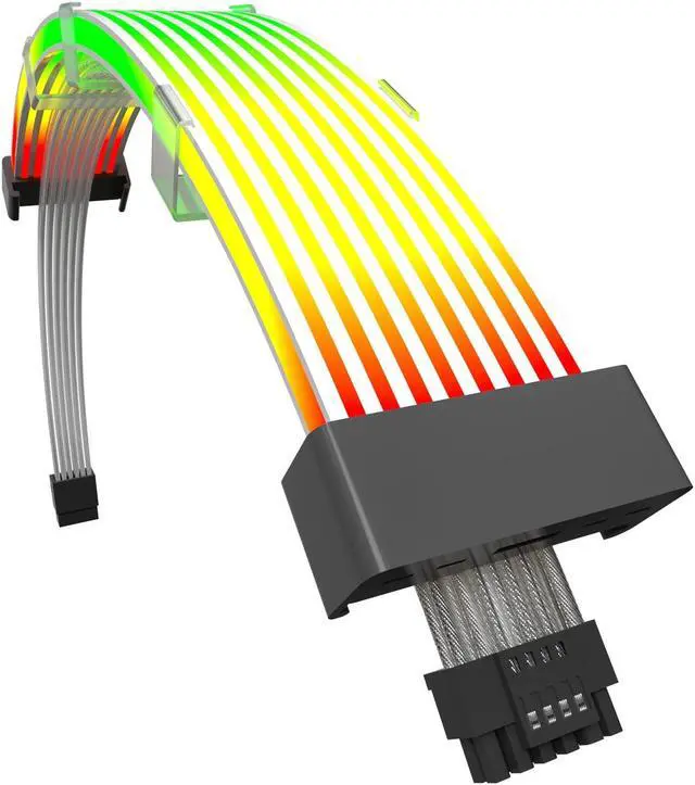 Main image of Sirlyr RGB 12VHPWR Cable,PCIE 5.0 RGB PSU Cables,16 Pin GPU ARGB Extension - 90 Degree Adapter Male to Male for RTX 3090Ti 4080Ti 4090 600W Graphic Card to ATX 3.0 Power Supply,27In A Style White