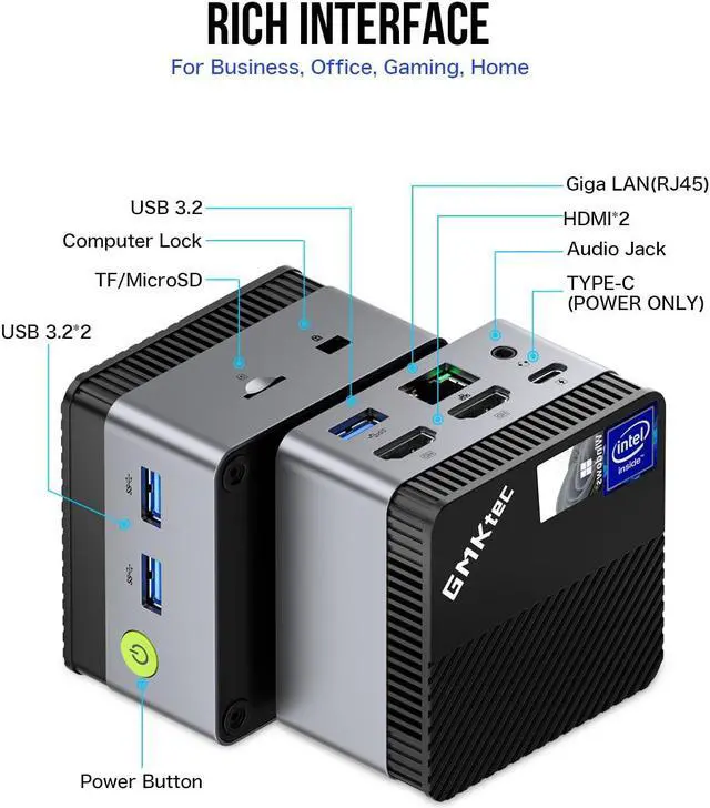 Alt view image 4 of 5 - GMKtec Mini PC N97 Windows 11 Pro Micro Desktop Computer, 12th Gen Intel N97 (up to 3.60GHz) 12GB DDR5+512GB SSD for Business, School, Office, Nucbox G5 12+512