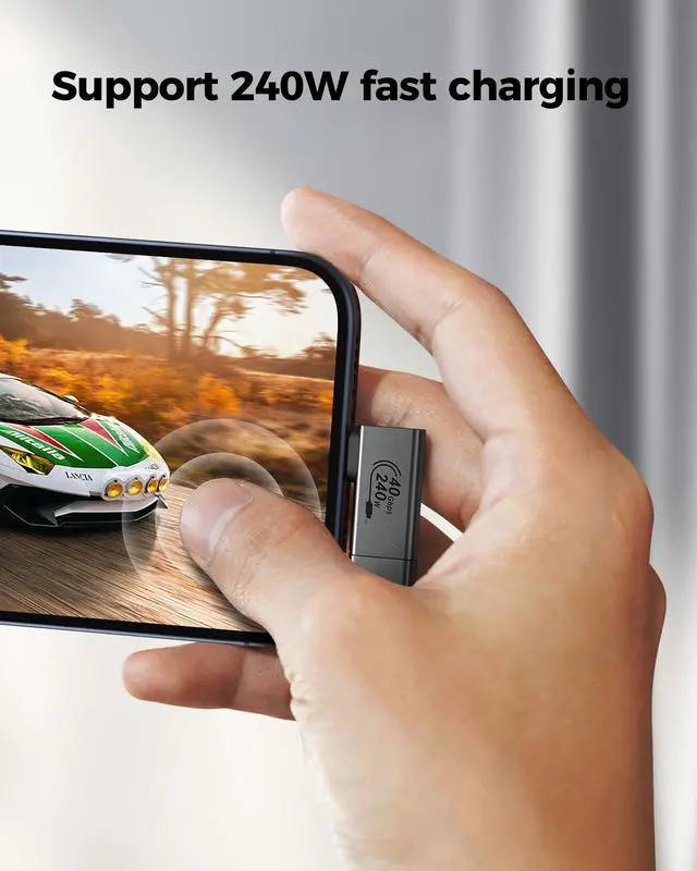 Alt view image 4 of 5 - Silkland USB 4 Cable for Thunderbolt 4 Cable 40Gbps and USB C 90 Degree Adapter 2 Pack, 240W 40Gbps