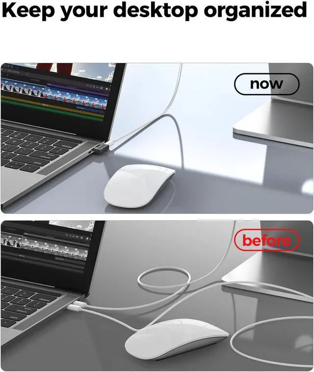 Alt view image 5 of 5 - Silkland USB 4 Cable for Thunderbolt 4 Cable 40Gbps and USB C 90 Degree Adapter 2 Pack, 240W 40Gbps