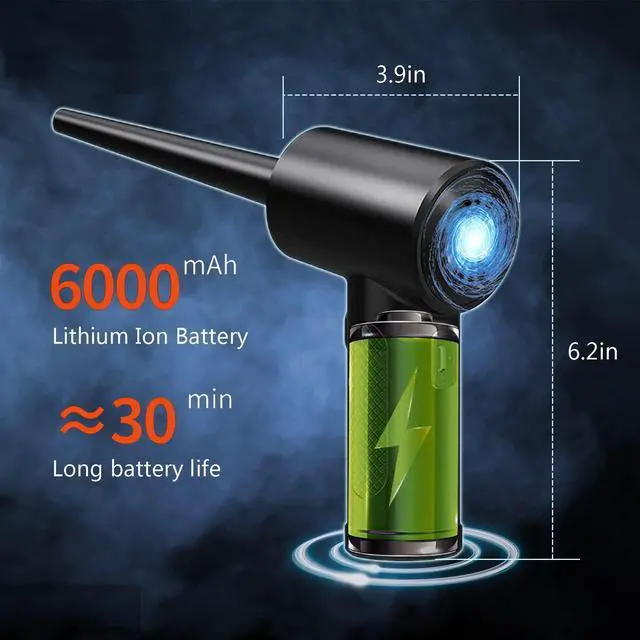 Alt view image 2 of 5 - Strongest Compressed Air Duster, Electric Air Duster, 6000mAh Rechargeable Air Duster 51000 RPM Three-Speed Powerful Air Blower for Cleaning Laptop, Interior Car, Alternative to Compressed Air Tank