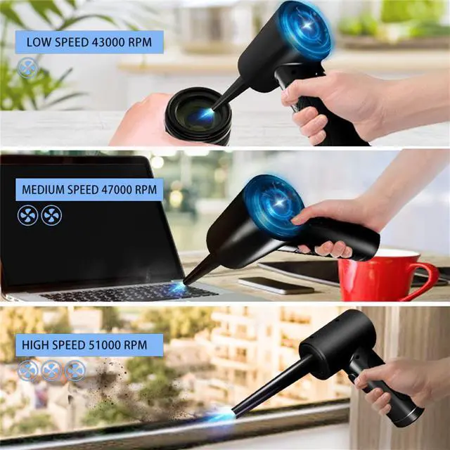 Alt view image 5 of 5 - Strongest Compressed Air Duster, Electric Air Duster, 6000mAh Rechargeable Air Duster 51000 RPM Three-Speed Powerful Air Blower for Cleaning Laptop, Interior Car, Alternative to Compressed Air Tank