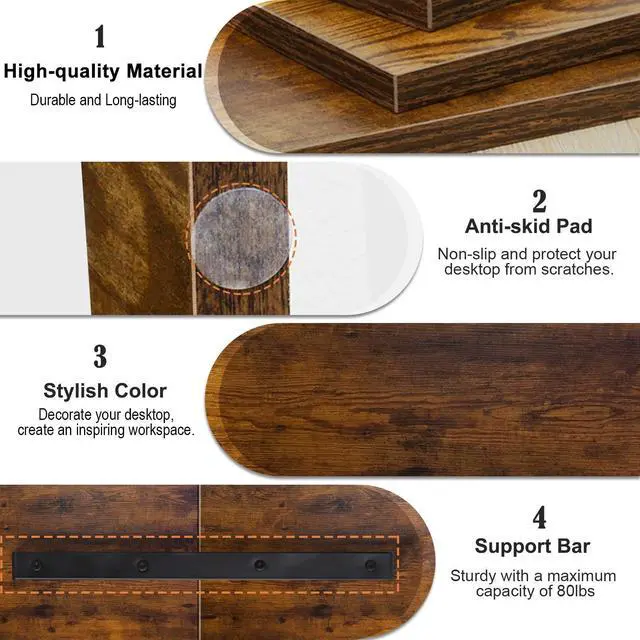 Alt view image 5 of 5 - TEAMIX 2 Tiers +2 Pack Desktop Monitor Stand Riser 20 Inch Printer Stand, Desktop Organizer.