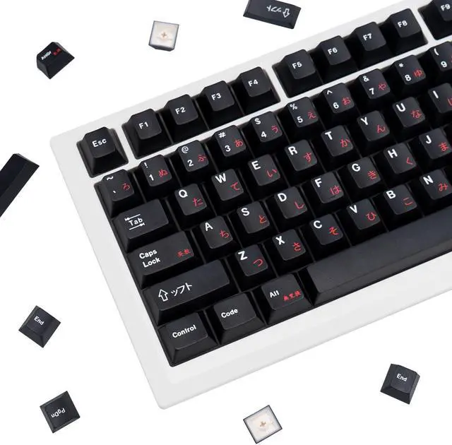 Main image of GEKUCAP Black and Red Japanese Keycaps 129 Keys, Minimalist Style Cherry Profile Key Caps, PBT Dye Sublimation Customized Keycaps Set Compatible with Cherry MX Switches Mechanical Keyboards