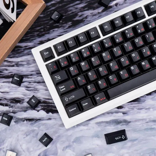 Alt view image 4 of 5 - GEKUCAP Black and Red Japanese Keycaps 129 Keys, Minimalist Style Cherry Profile Key Caps, PBT Dye Sublimation Customized Keycaps Set Compatible with Cherry MX Switches Mechanical Keyboards