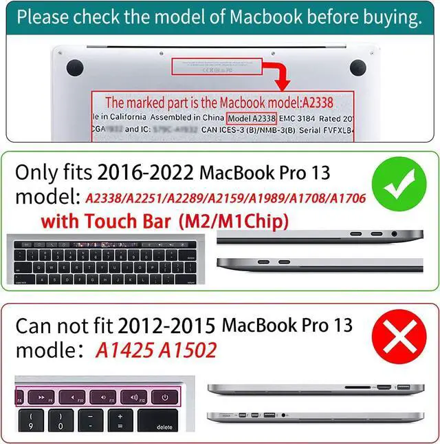 Alt view image 2 of 5 - Teryeefi Compatible with M2 M1 MacBook Pro 13 inch Case Touch Bar A2338 A2251 A2289 A2159 A1989 A1706 A1708 (Release 2016-2022),Protective Slim Cover+Keyboard Cover-Colorful Peonies