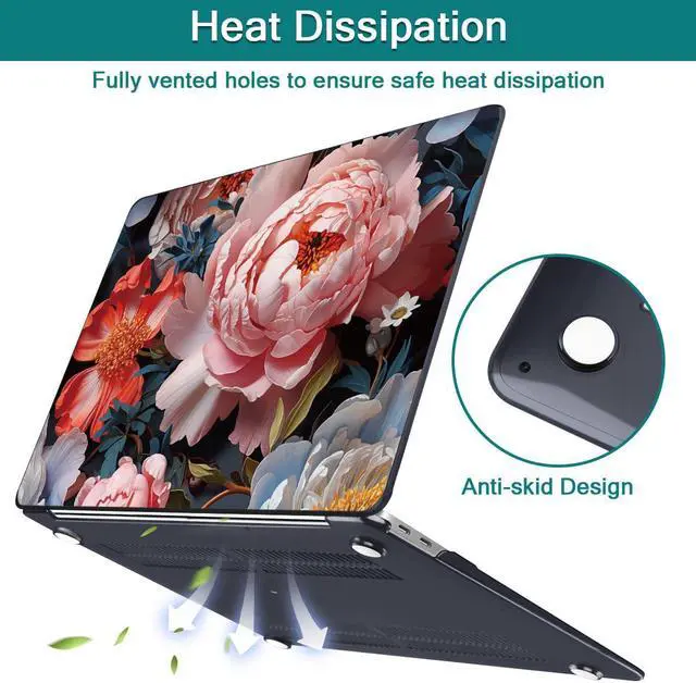 Alt view image 4 of 5 - Teryeefi Compatible with M2 M1 MacBook Pro 13 inch Case Touch Bar A2338 A2251 A2289 A2159 A1989 A1706 A1708 (Release 2016-2022),Protective Slim Cover+Keyboard Cover-Colorful Peonies